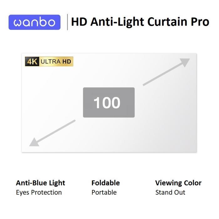 WANBO HD Anti-Light Curtain Pro 100-inch - Layar Proyektor 100 inci dari WANBO