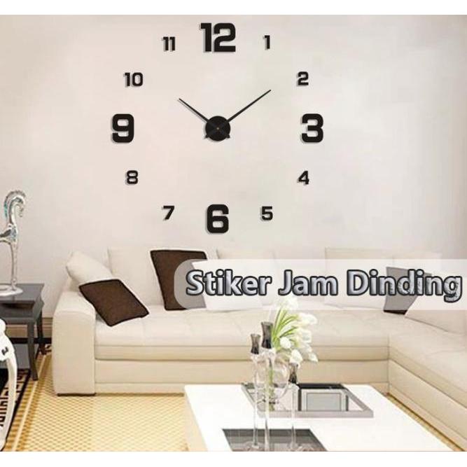 QPT Mall Jam Dinding 3D Stiker Jam Dinding Digital 3D Tanpa Bingkai DIY Untuk Dekorasi Rumah atau