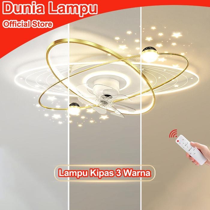 DUNIA LAMPU Kipas Angin Plafon LED 2in1 Ruang Tamu Lampu Galaxy Kipas Angin Lampu Plafon Kipas Angin