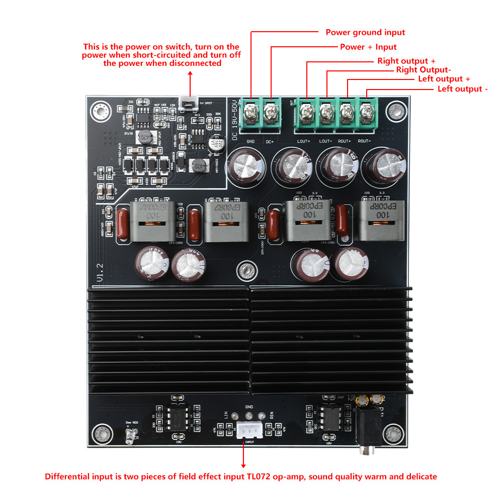 Tpa3255 Stereo Amplifier Board 2 Channel 600W+600W Class D Digital Power Amplifier Electronic Kit