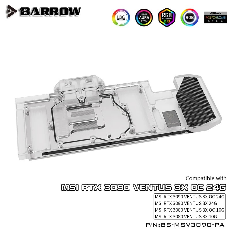 BARROW Water Block use for MSI 3090 VENTUS 3X OC 24G / 3080 VENTUS 3X OC 10G GPU card Support