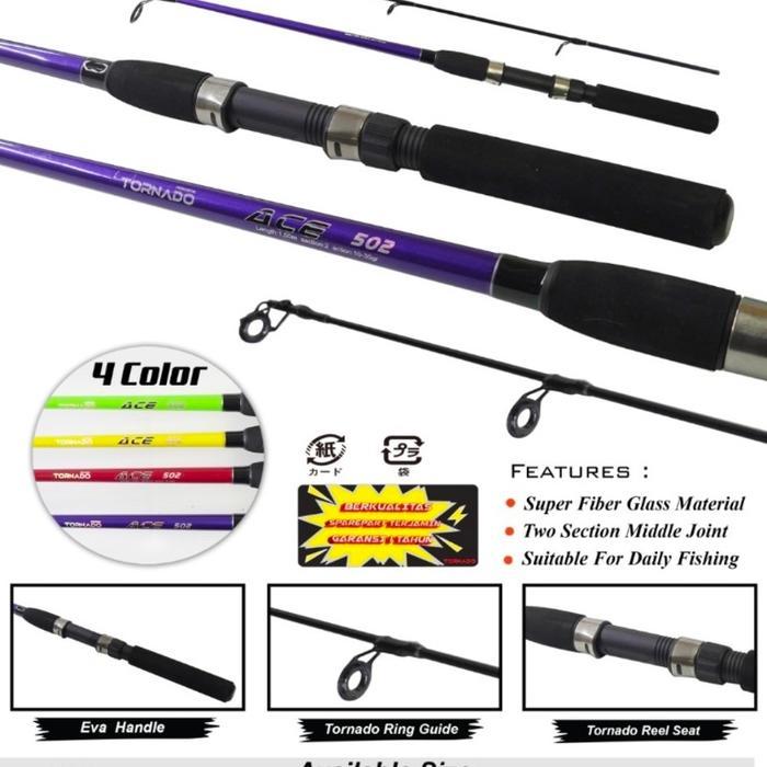 Ready joran tornado ace spin 120 135 150 cm joran fiber kolam