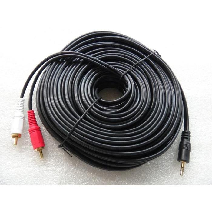 Kabel Audio To Rca 2 Gold Plated 20M (1-2) / Jack 3.5 - 2 Rca 20 Meter Redy Stok