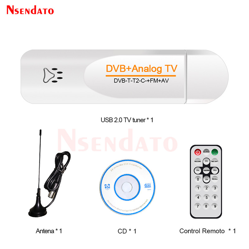 DVB-T2/T/C FM PVR Analog USB TV stick Tuner Dongle PAL/NTSC/SECAM with antenna Remote Control DVB T2
