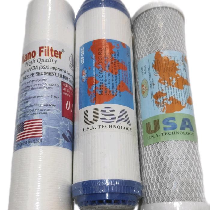 Paket Isi Filter RO/Filter Saringan Air Rumahan Isi 3 Pcs/Filter Air - Water