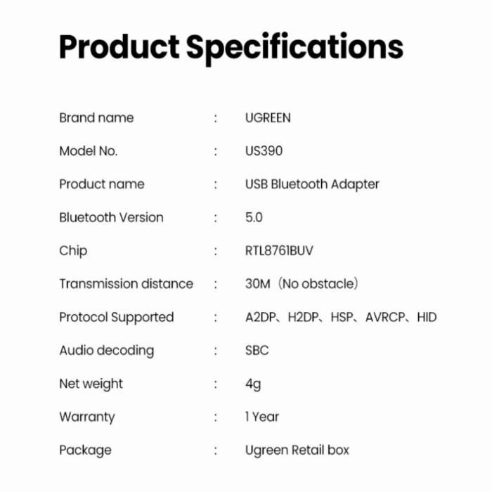 Ugreen Usb Bluetooth 5.0 Transmitter - Ugreen Dongle Bluetooth 5.0 Edr