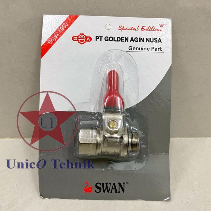 Cock Stop kran 1/4 incs stainless SWAN semprotan sprayer / kompresor *