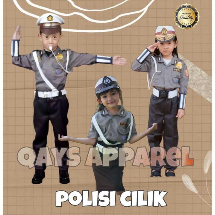 TERBARU Setelan kostum karnaval profesi anak Polisi cilik POCIL baju polisi kecil anak seragam pocil