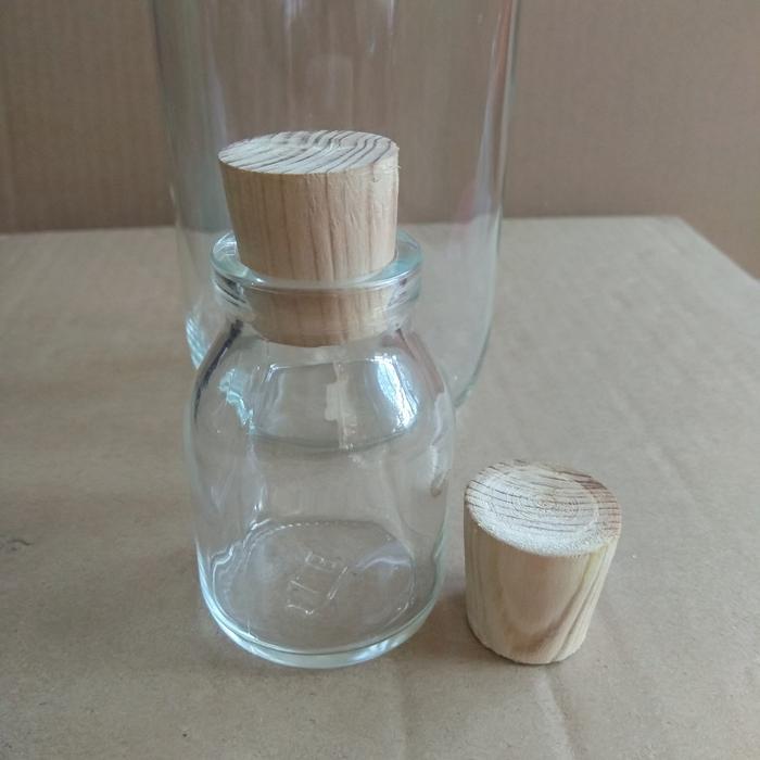 New Botol Kaca 50 ML Tutup Kayu / Botol Souvenir Rumah