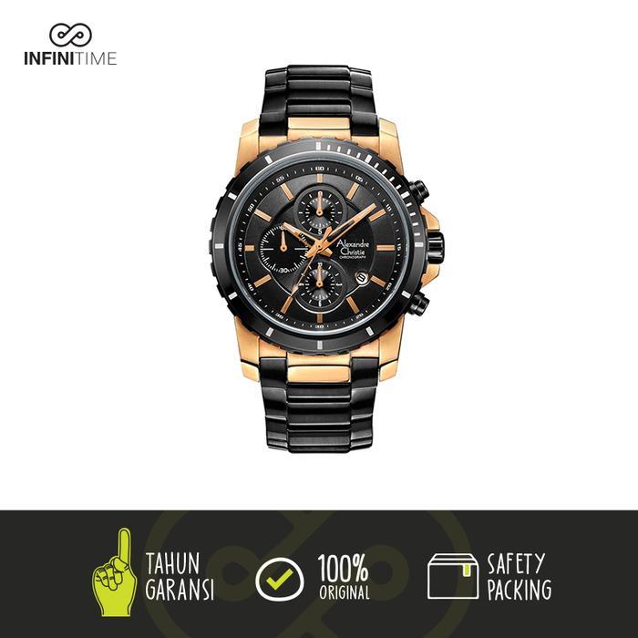 Jam Tangan Alexandre Christie AC 6141 Black Rose Gold (Man)