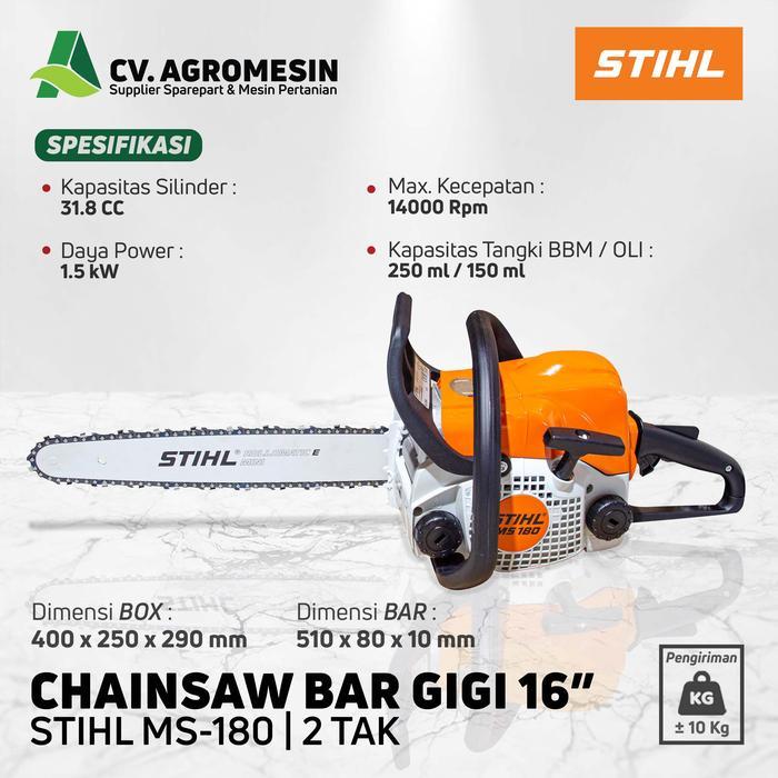 CHAINSAW STIHL MS 180 SENSO MS180 GERGAJI KAYU BAR GIGI 16 INCH
