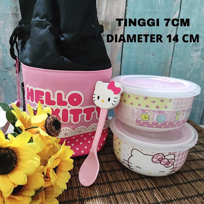 Mangkok Tupperware Keramik Set Isi 2 With Bag Hello Kitty Paul Frank