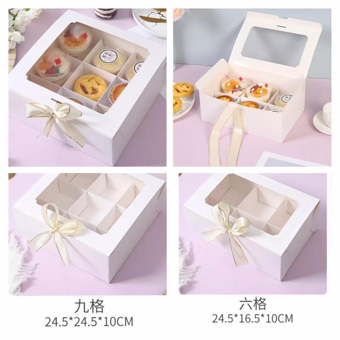 Kotak Kue Sekat/Box Kue/Pudding/Donut Putih Polos