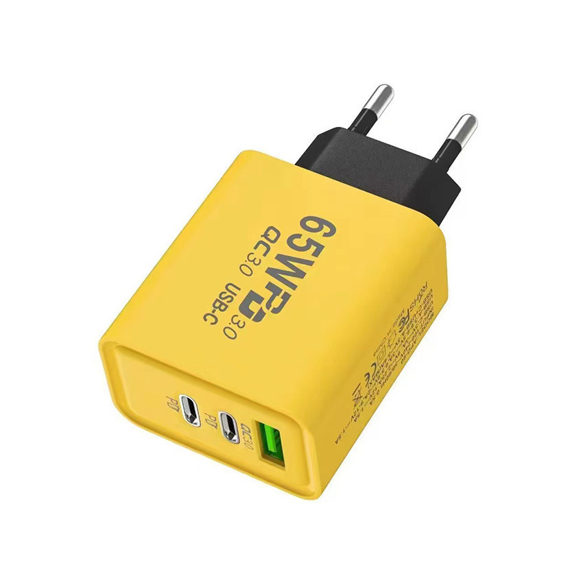 Charger Dual Type C & Usb Kepala Charger Fast Charger Charging 65W Adaptor Charger Iphone Oppo