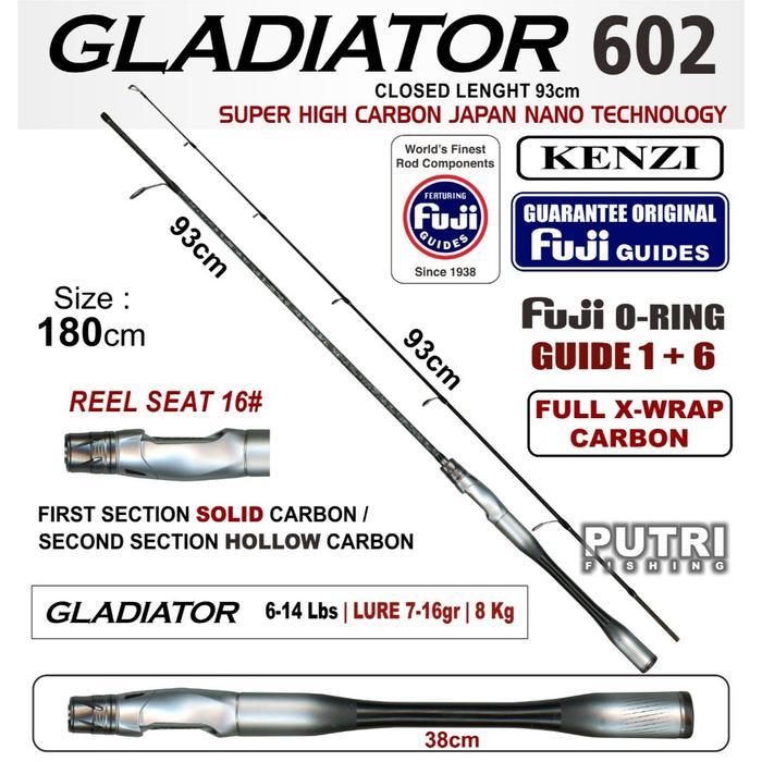 JORAN KENZI GLADIATOR 602 Spinning Solid Carbon X-Wrap Fuji Guides 5-12lbs 6-14lbs 7-15lbs 8-17lbs 1