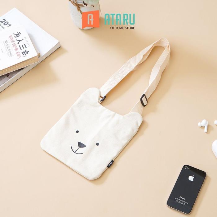 HRG DISKON Ataru Tas Selempang Anak Bear - Putih Sling Bag Stylish Tas Crossbody Cewek Woman Mini