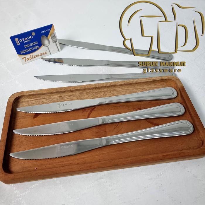 [6 PCS] PISAU STEAK MOTIF GARIS HOTEL STAINLESS STEEL KNIFE (LINE-STK)