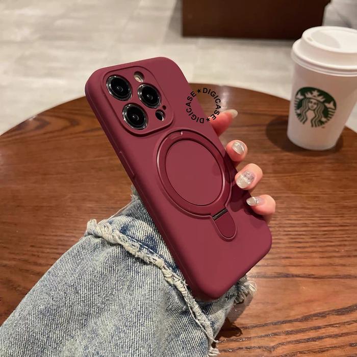 jaw Bludru Folding Stand Ring Magsafe Silicone Case Compatible For Iphone 11 12 13 14 15 16 17 17AIR