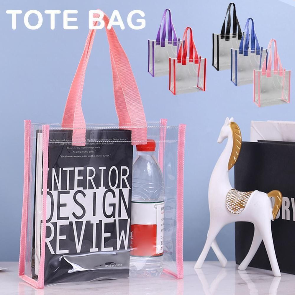 Transparent PVC Clear Tote Bag Large Capacity Car Sewn Plastic Cosmetics Shopping Bag Jelly Bag Gift