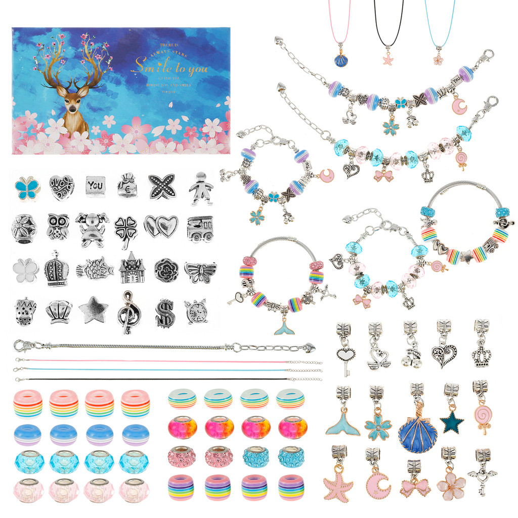 78Pcs Bracelet Making Kit Charm Jewelry Making Kit Kids Toys DIY Bracelet Making Craft Set Colorful 
