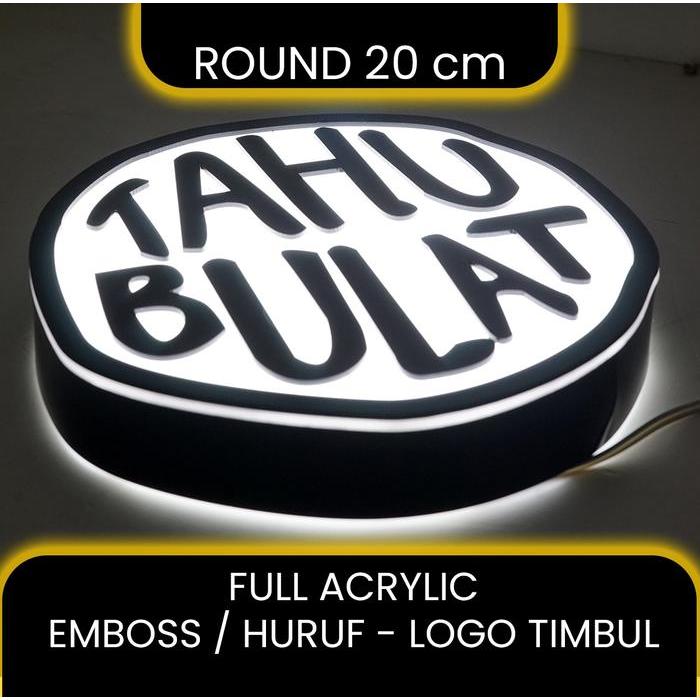 Emboss Minimalis Sign Box I Neon Box Round Huruf Timbul Design Custom