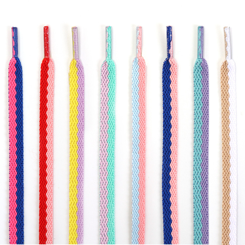 Two-color Flat Shoelaces Off Sneaker White Shoe Laces Precision Weaving For AF1 Shoelace Casual