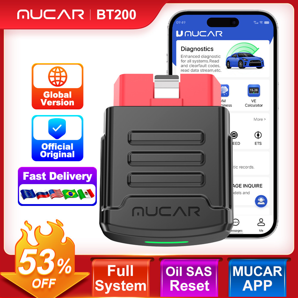 MUCAR BT200 / BT200 Pro OBD2 Scanner Auto Full System Diagnostic Lifetime Free Oil SAS Reset Free 1