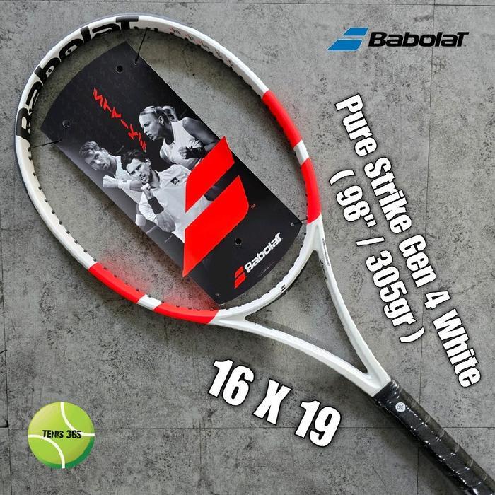Raket Tenis Babolat Pure Strike 98 Gen 4 ( 98" / 305gr ) 16x19 // 18x20 - White Red Black
