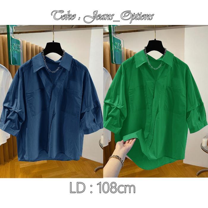 cod-cotton v-neck twist blouse wanita katun premium blus wanita