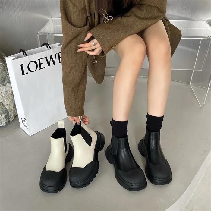 PINKEY P159 Sepatu Boots Wanita Sepatu Boot Fashion Premium Quality High Karet Putih Shoes