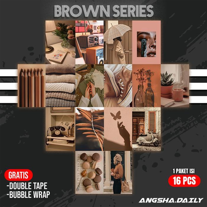 Poster Aesthetic Brown Series Ukuran A5 Dekorasi Kamar Poster estetik Kertas Putih Kertas Hiasan