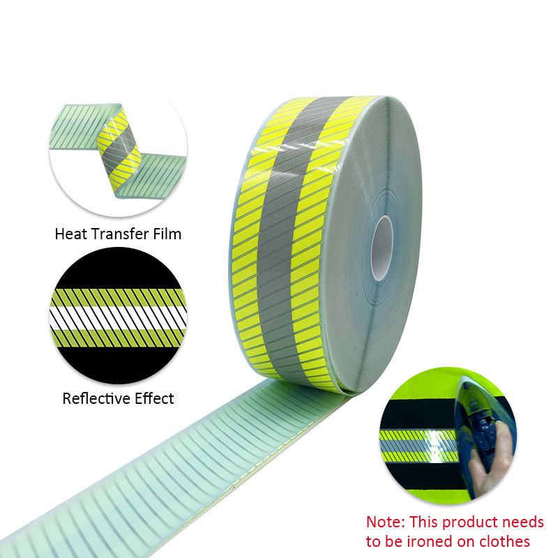 Roadstar Reflective Flame Retardant Heat Transfer Vinyl Film Segmented Warning Tape Iron on