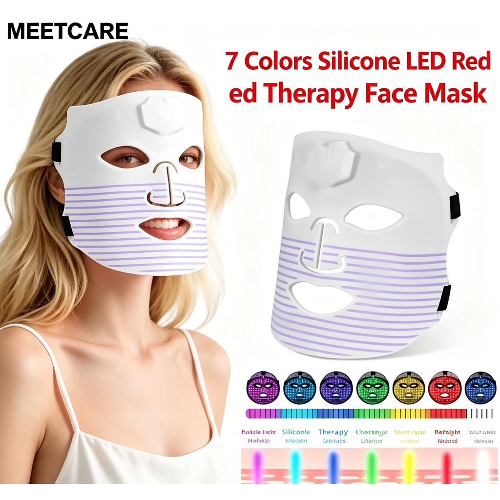 Led Face Mask Light Therapy 7 Colors Led Blue Red Light Therapy Facial Mask Care at Home Eye