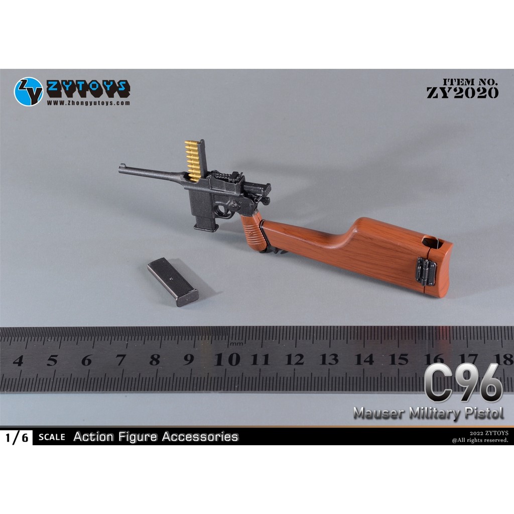 ZYTOYS ZY2020 1/6 Scale C96 Military Pistol Holster Model Weapon Mauser Gun Fit 12-inch Action