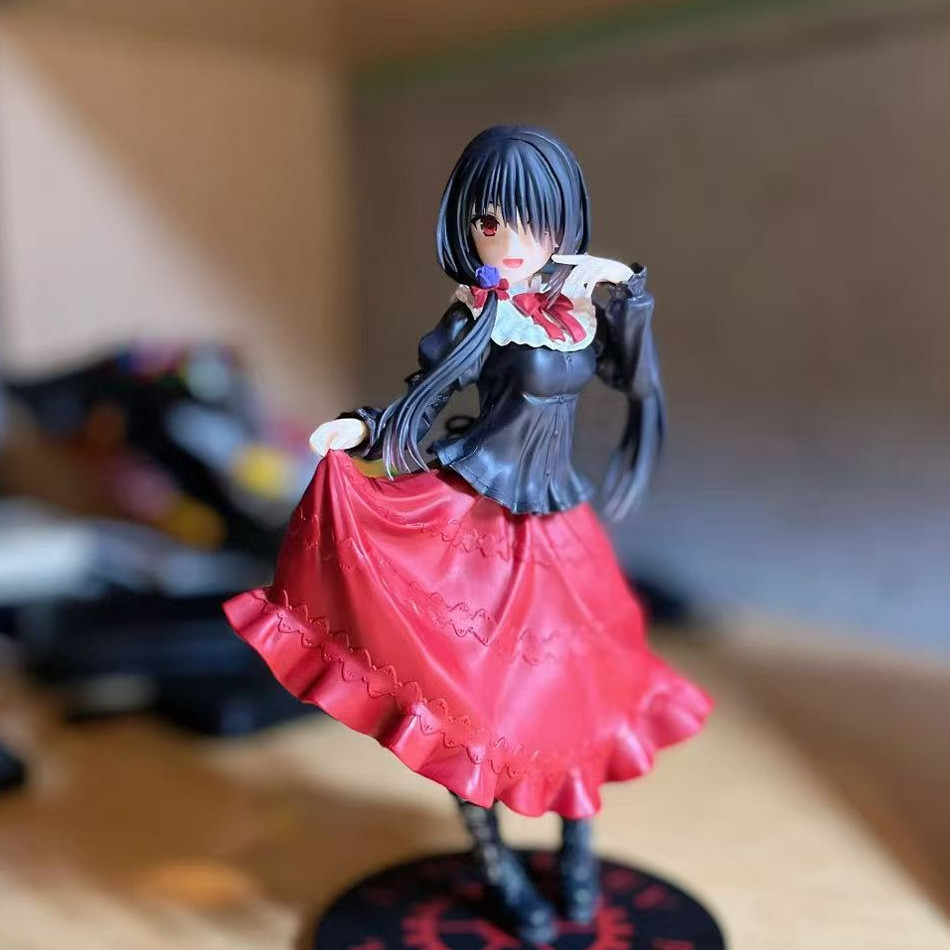 In stock 18CM Anime DATE A LIVE Tokisaki Kurumi Anime Figure Cute Girl Red Dress PVC Up Model Desk