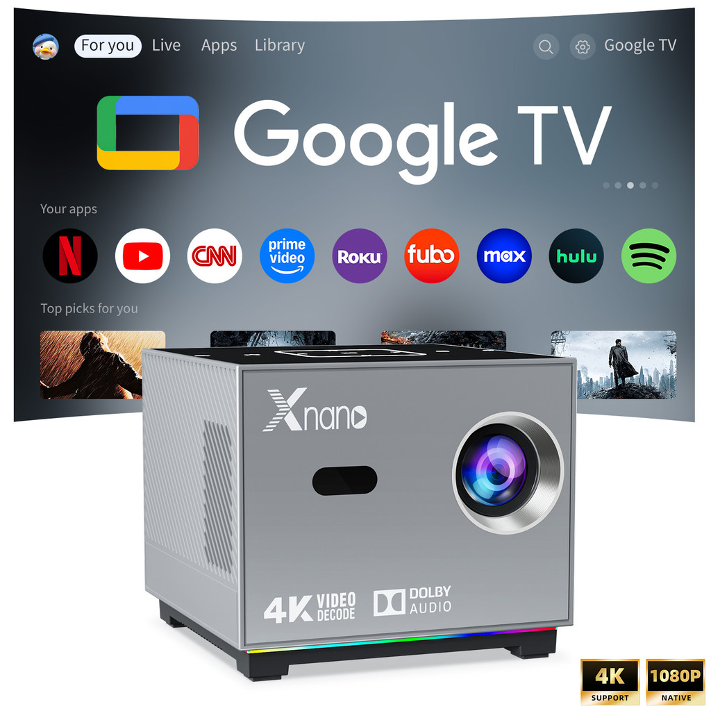 Xnano X3 Projector Android 11 WiFi6 1280*720P Dual Wifi 350ANSI BT5.0 Voice Remote Control Portable