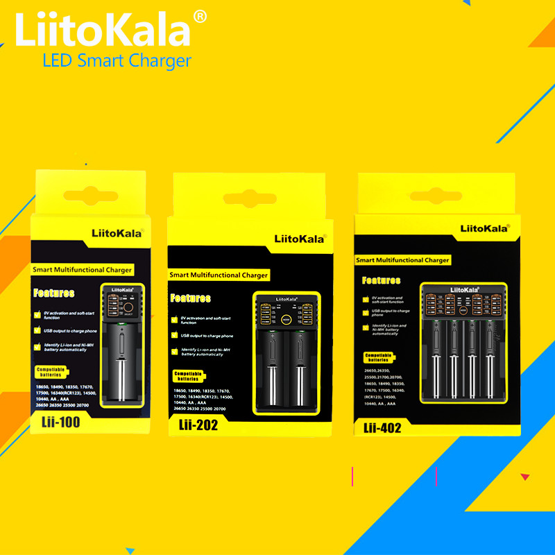LiitoKala Lii-100 lii-202 Lii-402 Lii-S2 S4 C2 D4 18650 Battery Charger For 26650 16340 14500