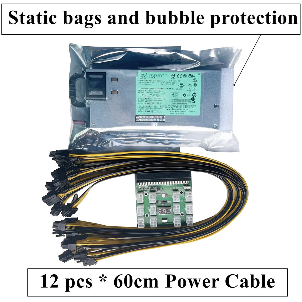 BTC ETH PSU For HP DL580 G5 1200W Server Power With Cable DPS-1200FB A HSTNS-PD11 438202-002