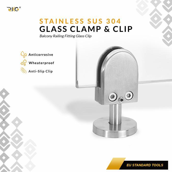 Penjepit Kaca Kaki Partisi Ruangan Balkon SUS 304 Glass Clamp