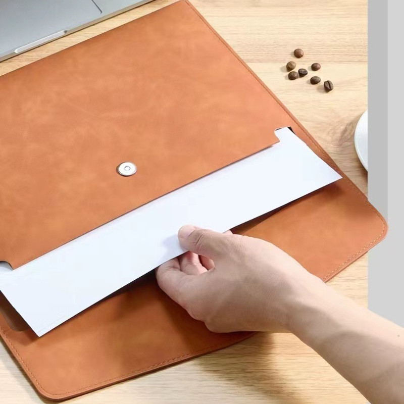 PU Leather File Folders A4 File Storage Bag Document Bags Tablet Sleeve for Home School Office