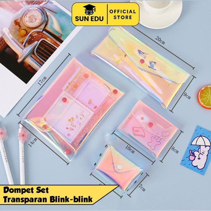 Tas Dompet PVC Transparant Hologram aesthetic/ Cosmetic pouch tas make up dompet minic pouch