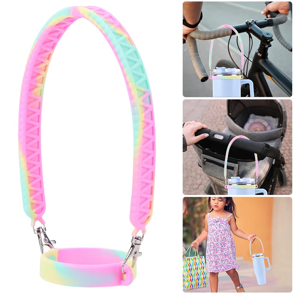 Silicone Water Bottle Handle Fit 8-40oz Bottles Water Bottle Sling Water Bottle Carrier for Stanley 