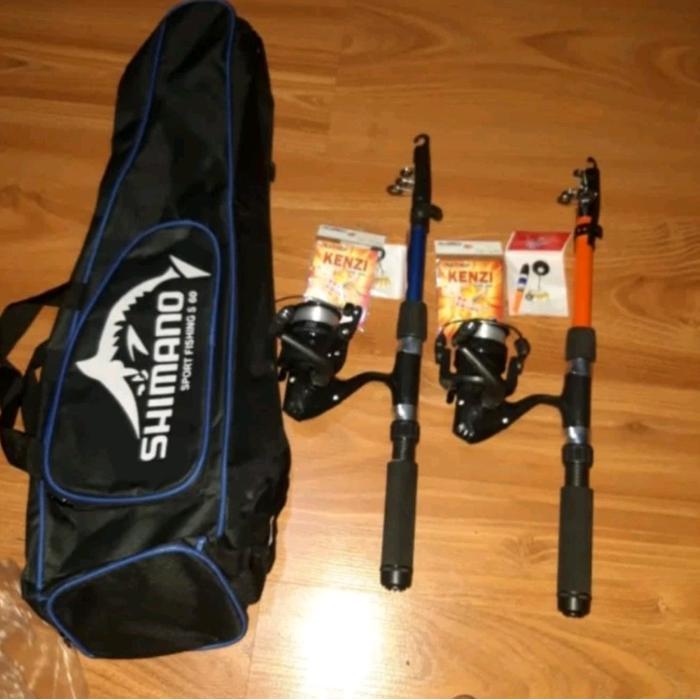 2 Set Pancing Lengkap Free Tas Pancing Shimano 150Cm Dan 180Cm Tbk