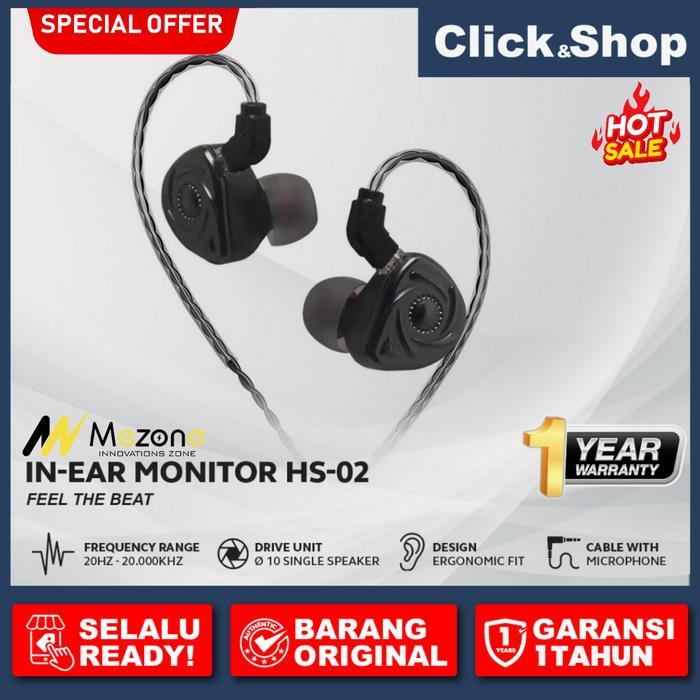 NEW PRODUK MEZONE HS-02 EARPHONE WITH MIC IN EAR MONITOR SINGLE DYNAMIC DRIVER THANKYOU & HAPPY