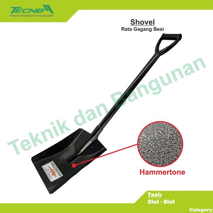 Sekop Pasir Tanah Rata Gagang Besi Hammertone