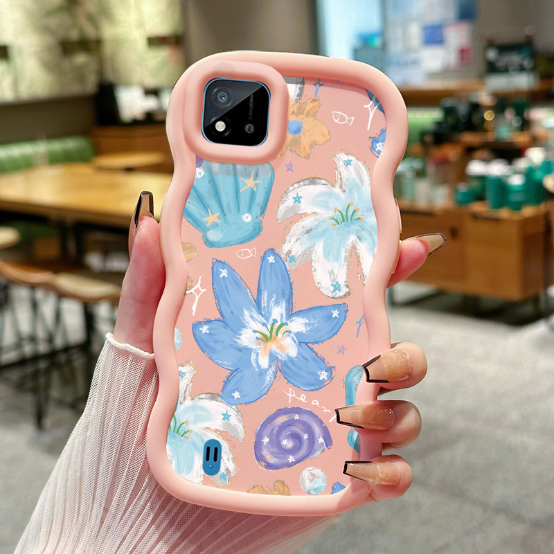 Casing Untuk Realme C20 C20A C11 2021 Case Casing Kerang dan Bunga Lily pola HP Cesing lunak Silikon