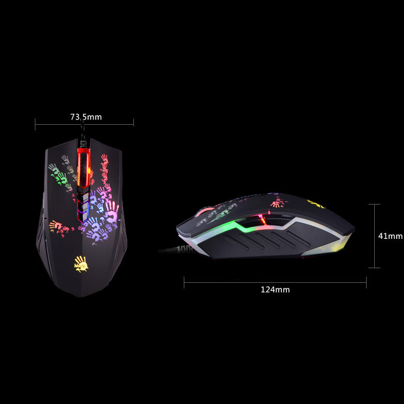 A4Tech Bloody A60 Gaming Mouse,RGB Mouse,Drag Click , 6200 CPI, 8 Macro Keys, X'Glide Metal Boot,