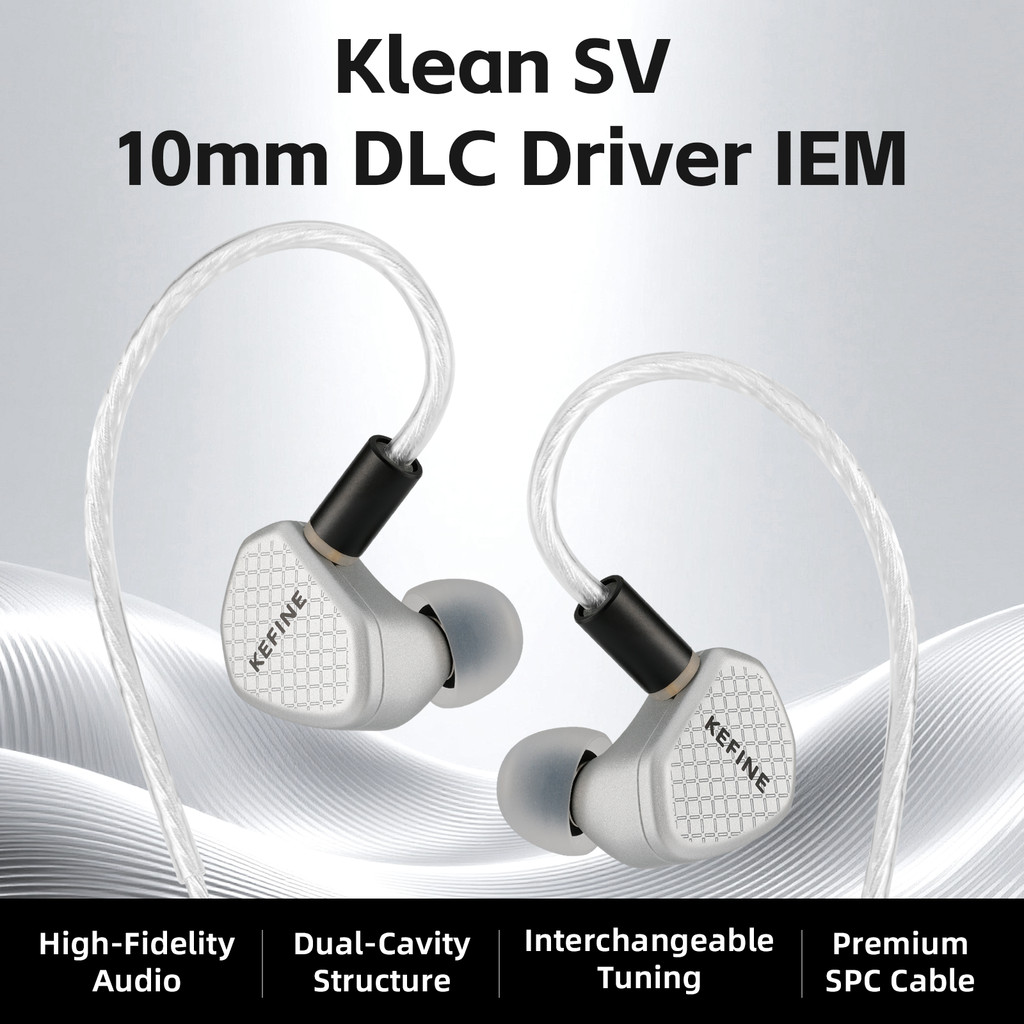 KEFINE Klean SV 10mm DLC Diaphragm Dynamic Driver Hifi Wired IEM Earphones with Metal Housing &