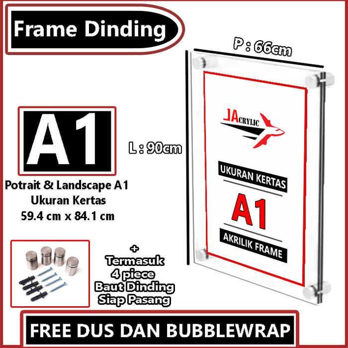 Frame Dinding Akrilik / Display Dinding Akrilik Ukuran A4 / A3 / A2