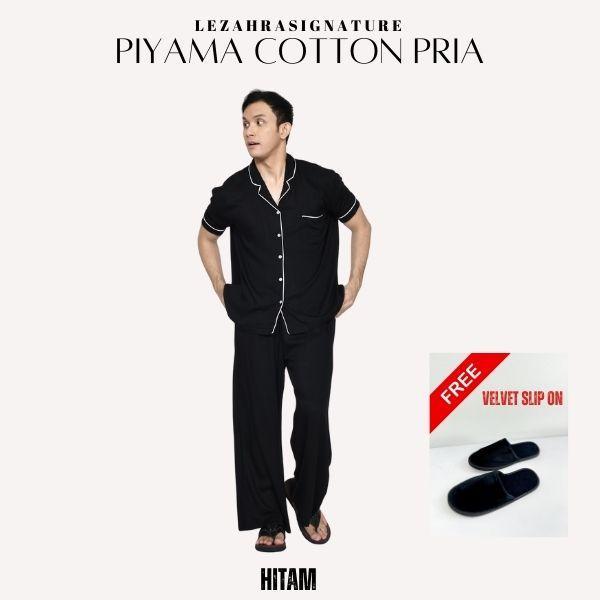 Piyama Premium One Set Celana Panjang Pria Wanita FREE SLIP ON LEZAHRASIGNATURE Katun Twill Rayon Fi